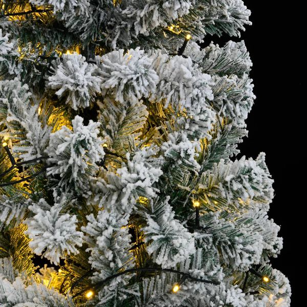 vidaXL Artificial Hinged Christmas Tree 300 LEDs & Flocked Snow 82.7"