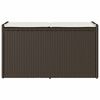 vidaXL Outdoor Storage Bench Brown PE rattan, powder-coated steel, polyester