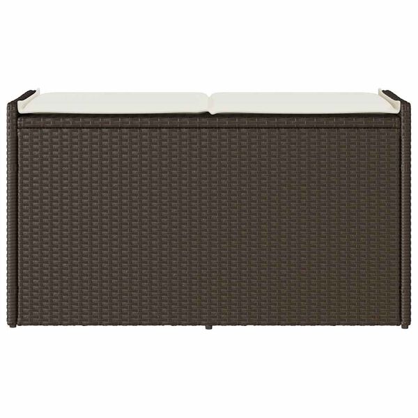vidaXL Outdoor Storage Bench Brown PE rattan, powder-coated steel, polyester