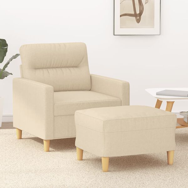 vidaXL Sofa Chair With Footstool Cream