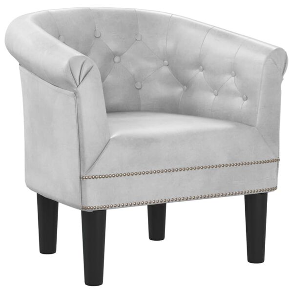 vidaXL Tub Chair Silver Faux leather, foam, pinewood, plywood Single