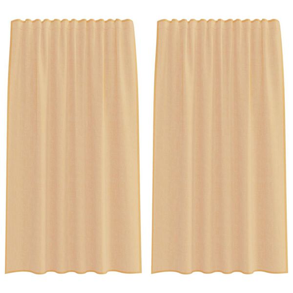 vidaXL Voile Curtains with Rod Pockets 2 pcs Sand