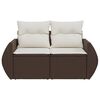 vidaXL Garden Sofa Brown PE Rattan, Powder-Coated Steel, Polyester
