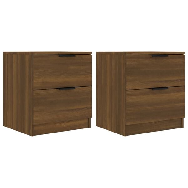 vidaXL Bedside Cabinet Set of 2 Brown oak Engineered wood Standard