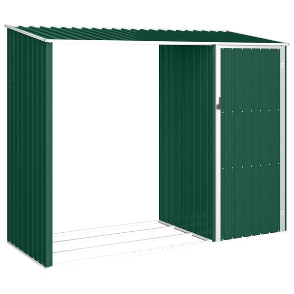 vidaXL Garden Shed Green Galvanized Steel Large Garden Shed