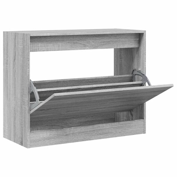 vidaXL Shoe Cabinet Gray Sonoma Engineered Wood Compact Modern