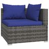 vidaXL Garden Lounge Set Grey PE rattan, powder-coated steel, plastic