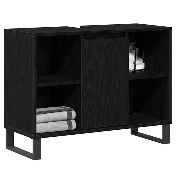 vidaXL Bathroom Cabinet Black 31.50 x 12.99 x 23.62 in Engineered Wood