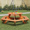 vidaXL Picnic Table Brown Solid fir wood For children Seats Many