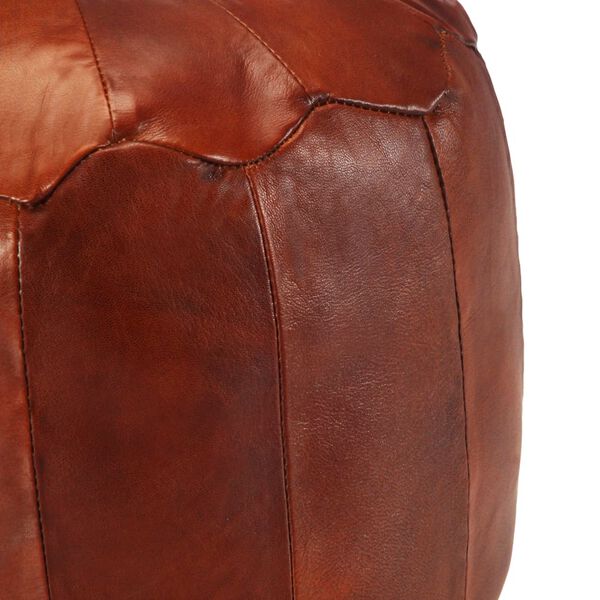 vidaXL Pouffe Tan Genuine Goat Leather 15.7x13.8 in Pouffe Round