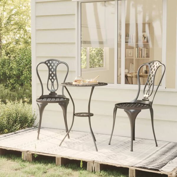 vidaXL Bistro Set Black Cast aluminum Compact Decorative Inlays