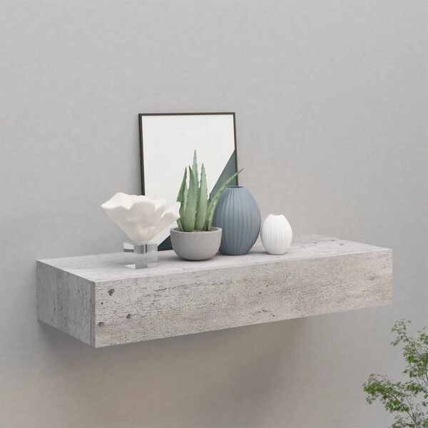 vidaXL Drawer Shelf Concrete grey MDF and metal Compact Wall Shelf