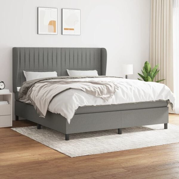 vidaXL Box Spring Bed Dark Grey