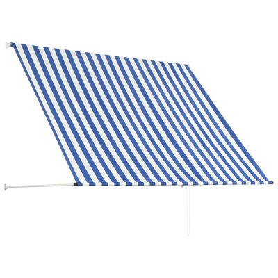 vidaXL Retractable Awning 78.7"x59.1" Blue and White