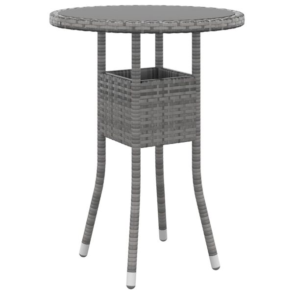 vidaXL Garden Dining Set Grey, Dark Grey Poly Rattan 3 Piece