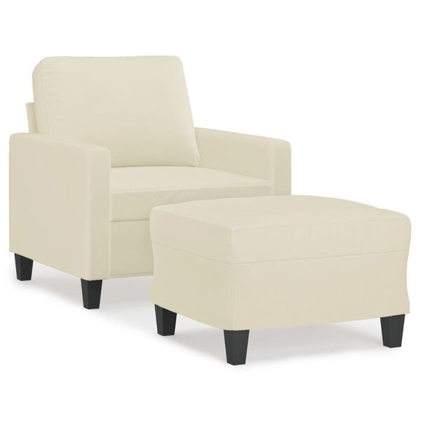 vidaXL Sofa Chair with Footstool Cream Faux leather, metal, plywood, foam
