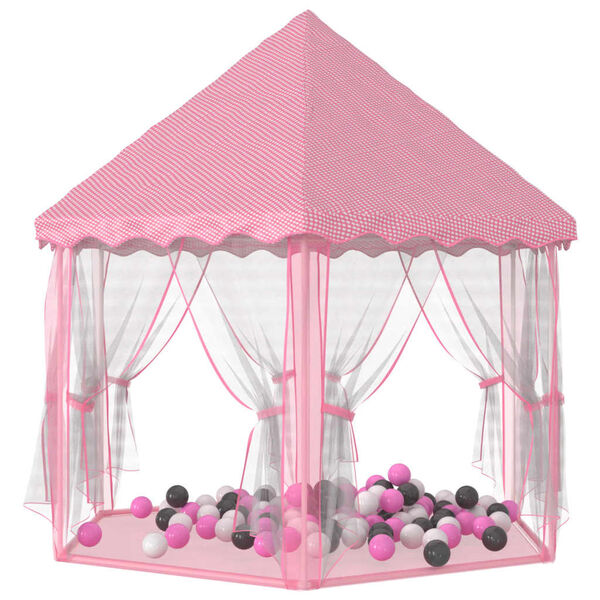 vidaXL Play Tent Pink Polyester Medium Portable Play Tent Hexagonal