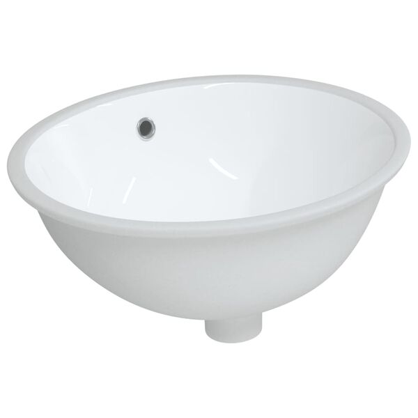 vidaXL Bathroom Sink White 18.5x15.4x8.3" Oval Ceramic