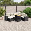 vidaXL Garden Sofa Set Black with cream white cushions