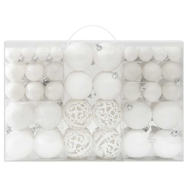 vidaXL 100 Piece Christmas Ball Set White