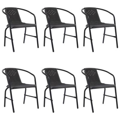 vidaXL Garden Chairs 6 pcs Plastic Rattan and Steel 242.5 lb