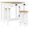 vidaXL Bar Set White Solid pine wood Compact Foldable Rustic