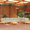 vidaXL Garden Lounge Set Cream, Light Wood Solid pinewood, Polyester Large