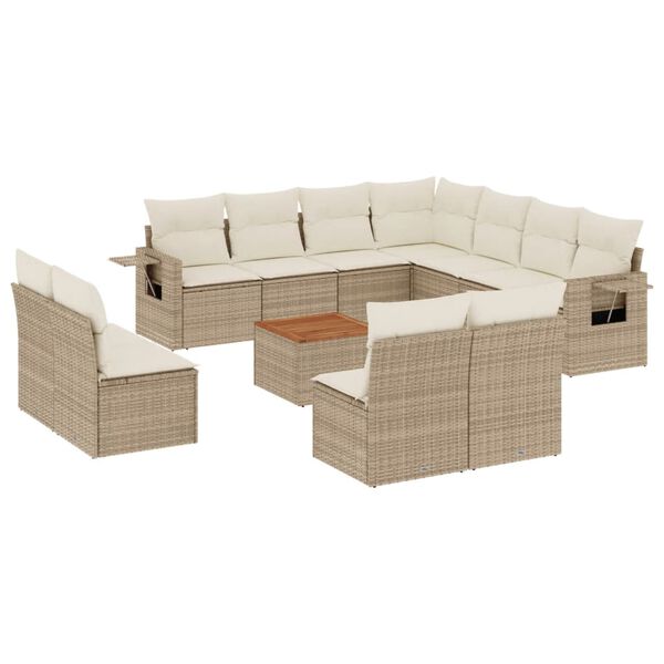 vidaXL Garden Sofa Set Beige PE rattan Large Modular Garden Sofa Set