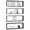 vidaXL Wall Shelf Set of 4 High gloss grey Engineered wood Medium