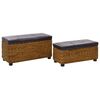 vidaXL Bench Brown and black Seagrass, faux leather, solid poplar wood