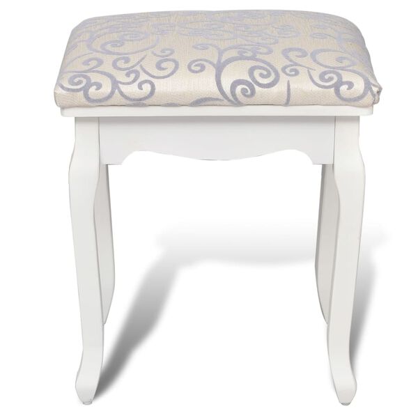 vidaXL Dressing Table Warm White with Light Grey Patterns Polyester, Cotton