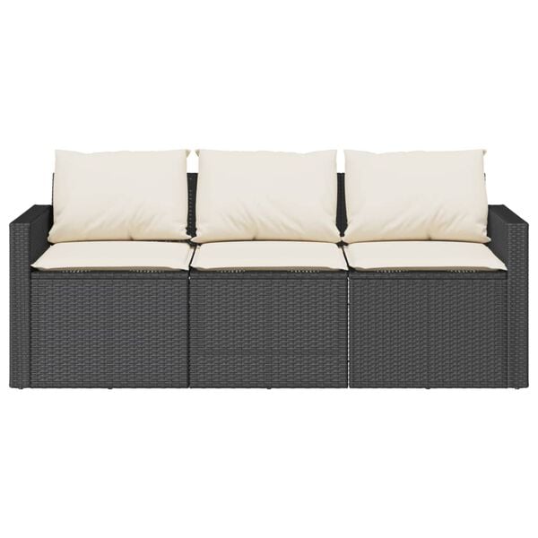 vidaXL Garden Sofa Black and Cream White