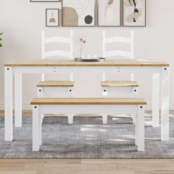 vidaXL Dining Table White Solid pine wood 63.0 in x 31.5 in x 29.5 in