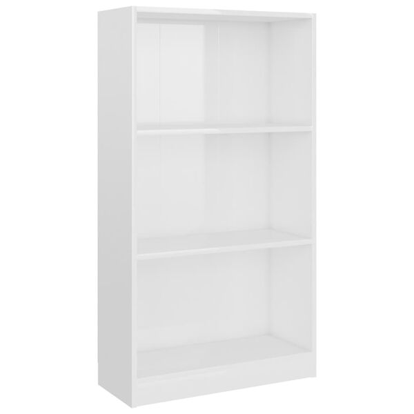 vidaXL Book Cabinet High Gloss White Engineered Wood Medium