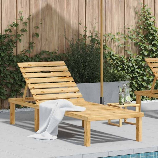 vidaXL Sun Lounger Pine Impregnated Pinewood Large Adjustable Height