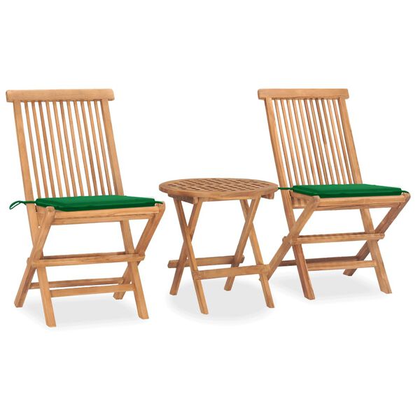 vidaXL Patio Dining Set Set of 2 Teak Wood Teak Wood, Polyester Small