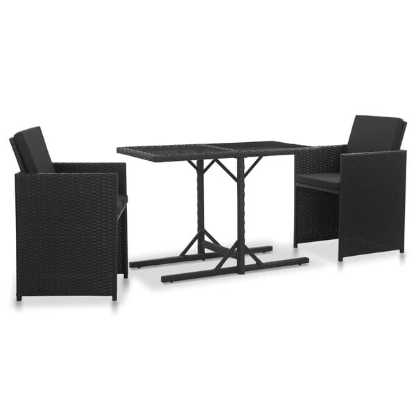 vidaXL Outdoor Dining Set Black PE rattan Standard Removable Covers