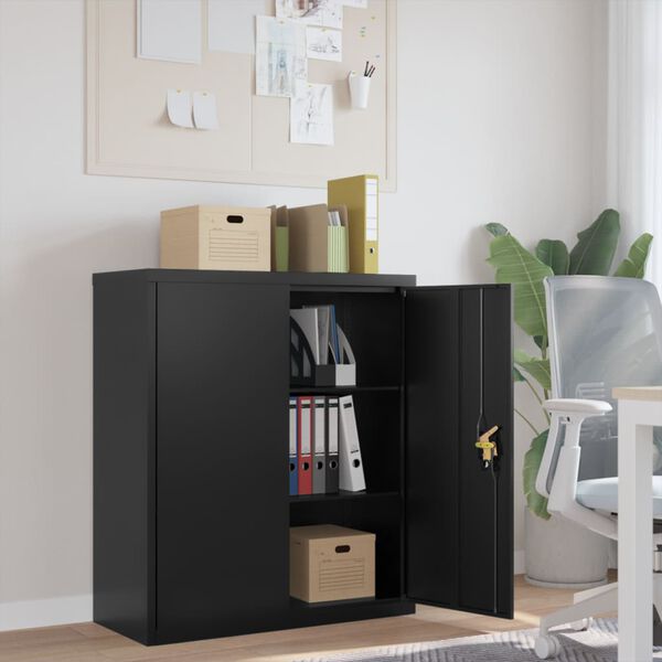 vidaXL File Cabinet Black Powder-Coated Steel Medium File Cabinet