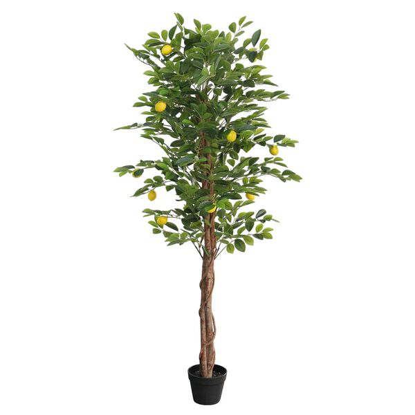 vidaXL Artificial Lemon Tree Green Polypropylene, Eucalyptus wood Large