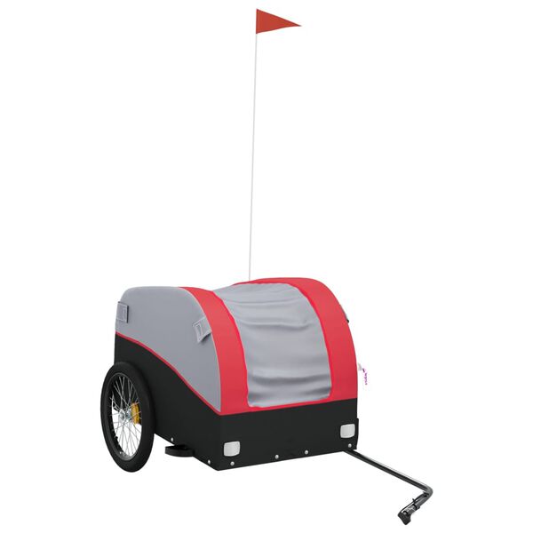 vidaXL Bike Trailer Black and Red 99.2 lb Iron