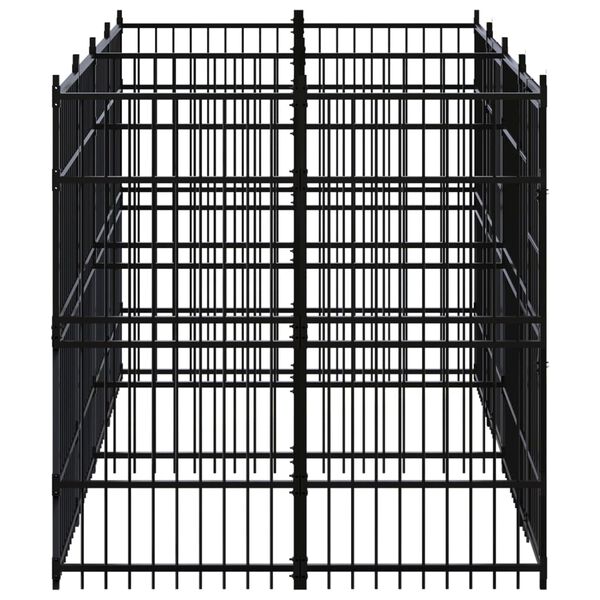 vidaXL Dog Kennel Black Powder-Coated Steel 11.1 m² Dog Kennel