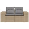 vidaXL Garden Sofa Beige Poly Rattan 2-Seater Adjustable Legs