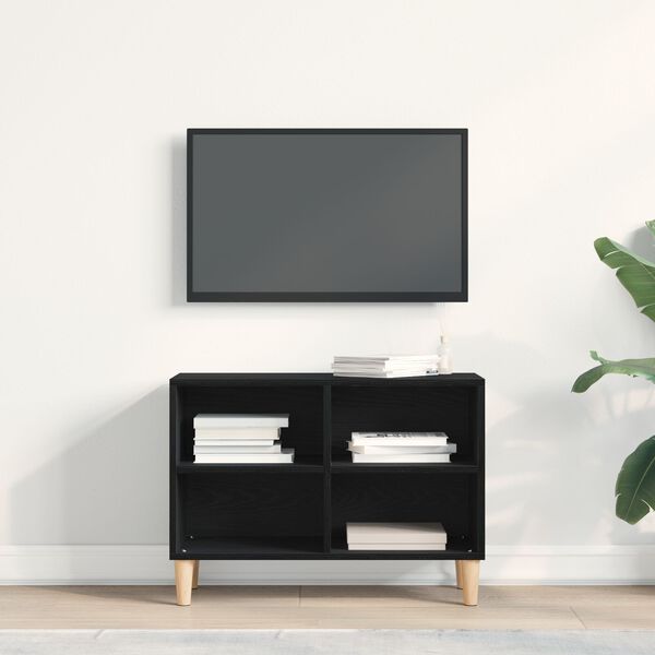 vidaXL TV Cabinet Black Oak 27.36 x 11.81 x 19.69 in Engineered Wood