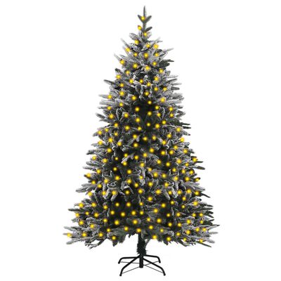vidaXL Artificial Pre-lit Christmas Tree with Flocked Snow 94.5" PVC&PE