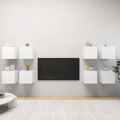 vidaXL Wall Mounted TV Cabinets 8 pcs White 12"x11.8"x11.8"