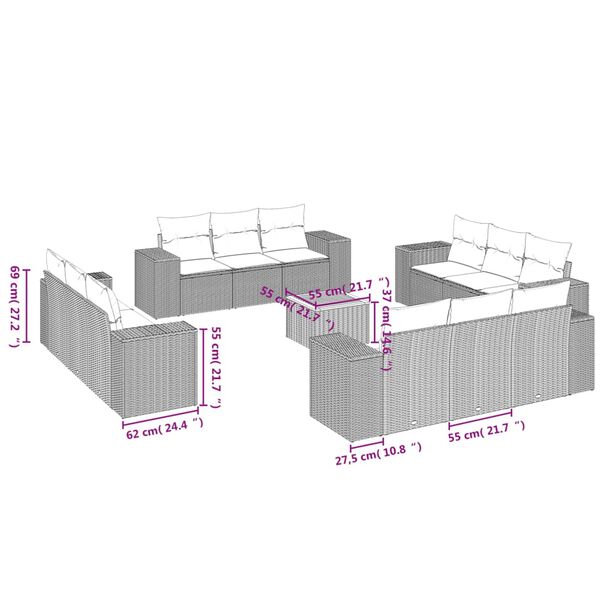 vidaXL Garden Sofa Set Beige and Light Grey