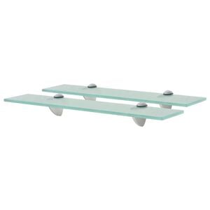 vidaXL Floating Shelf Set of 2 Clear Tempered safety glass, Zinc alloy