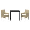 vidaXL Garden Dining Set with Cushion 3 pcs Beige Poly Rattan