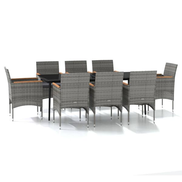 vidaXL Garden Dining Set Grey and Black