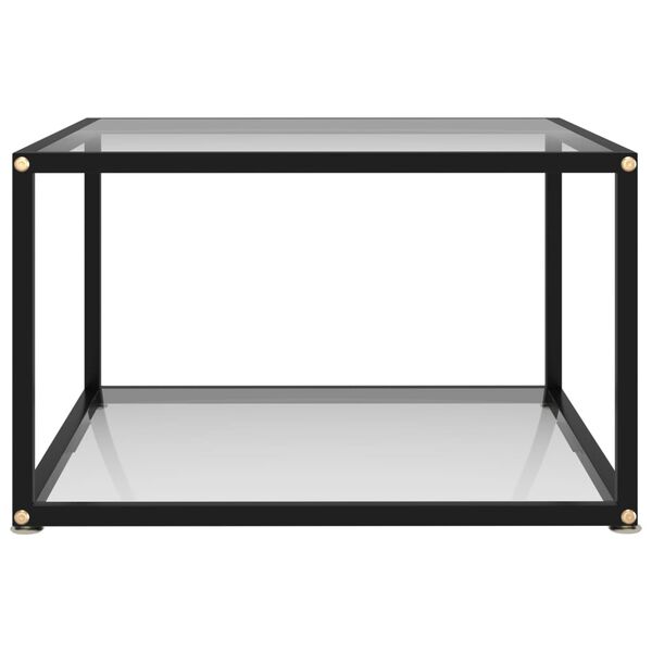 vidaXL Coffee Table Transparent, Black Tempered Glass, Powder-Coated Steel
